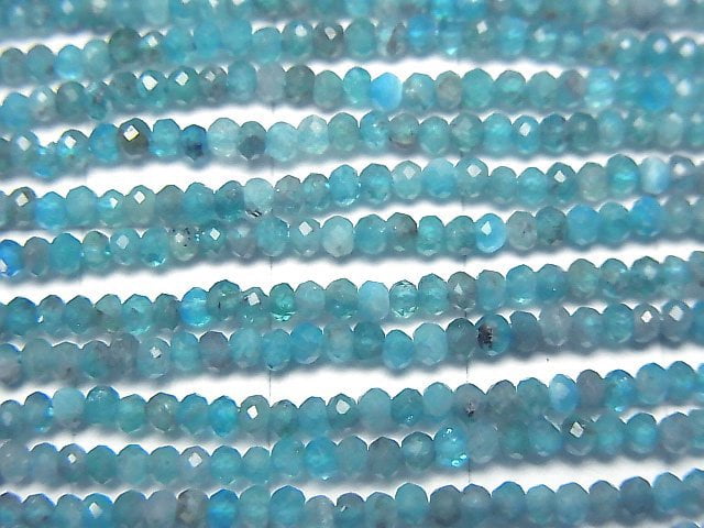 [Video] High Quality! Blue Apatite AA+ Faceted Button Roundel 2x2x1.5mm 1strand beads (aprx.15inch / 37cm)