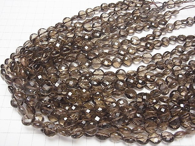 [Video]High Quality! Smoky Quartz AAA Faceted Coin 10x10x6mm 1/4 or 1strand beads (aprx.15inch/38cm)