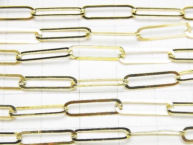 925純銀扁橢圓鏈 18K鍍金 10公分