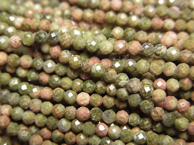 [Video]High Quality! 2pcs $6.79! Unakite Faceted Round 2mm 1strand beads (aprx.15inch/36cm)