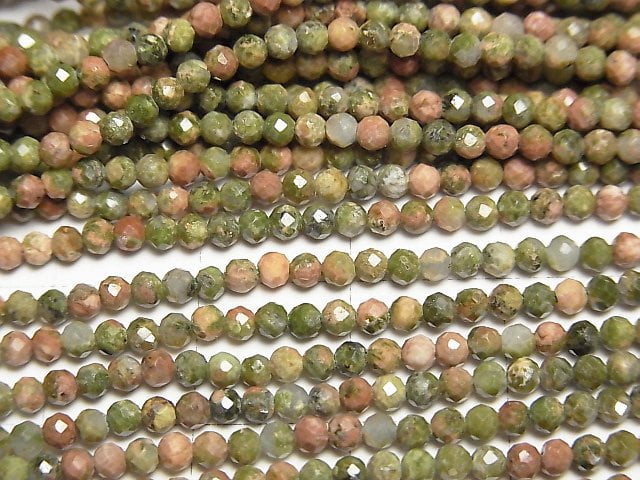 [Video]High Quality! 2pcs $6.79! Unakite Faceted Round 2mm 1strand beads (aprx.15inch/36cm)