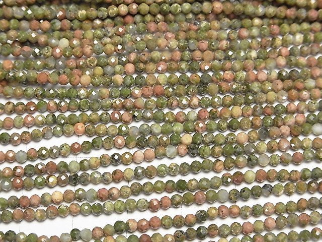 [Video]High Quality! 2pcs $6.79! Unakite Faceted Round 2mm 1strand beads (aprx.15inch/36cm)