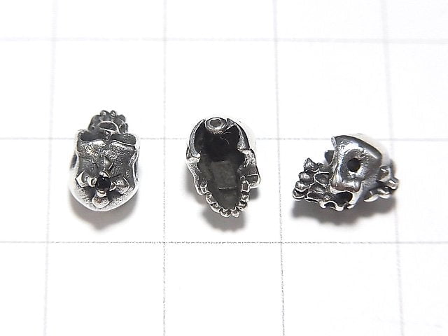 Silver925 Skull with CZ 7x6x6mm [Black] 1pc