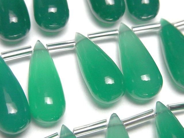 [Video] Green Onyx AAA Drop (Smooth) 20x8mm half or 1strand (8pcs)