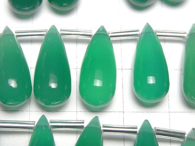 [Video] High Quality Green Onyx AAA Drop (Smooth) 20x8mm 1strand (8pcs)