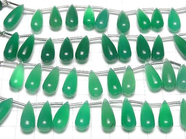 [Video] Green Onyx AAA Drop (Smooth) 20x8mm half or 1strand (8pcs)