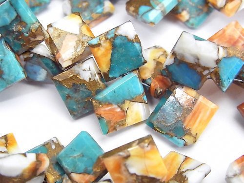 [Video] Oyster Copper Turquoise AAA Rough Slice Faceted 1strand beads (aprx.3inch / 8cm)