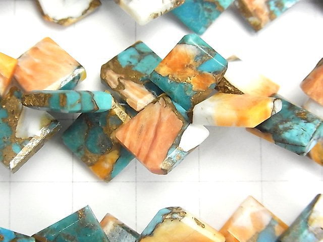 [Video] Oyster Copper Turquoise AAA Rough Slice Faceted 1strand beads (aprx.3inch / 8cm)