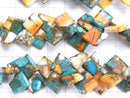 [Video] Oyster Copper Turquoise AAA Rough Slice Faceted 1strand beads (aprx.3inch / 8cm)