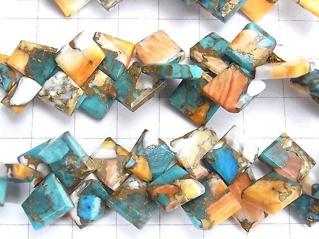 [Video] Oyster Copper Turquoise AAA Rough Slice Faceted 1strand beads (aprx.3inch / 8cm)