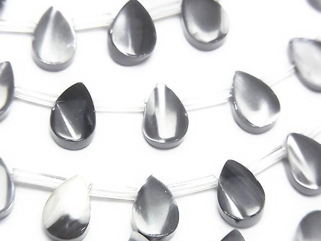 [Video] Mother of Pearl MOP Gray Pear shape 8x6mm 1-strand beads (approx. 15inch/38cm)