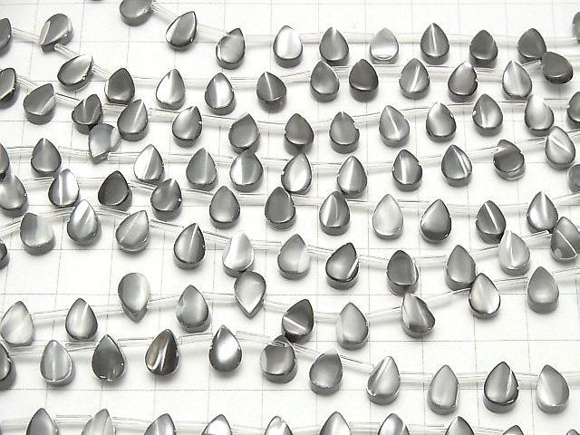 [Video] Mother of Pearl MOP Gray Pear shape 8x6mm 1strand beads (aprx.15inch / 38cm)