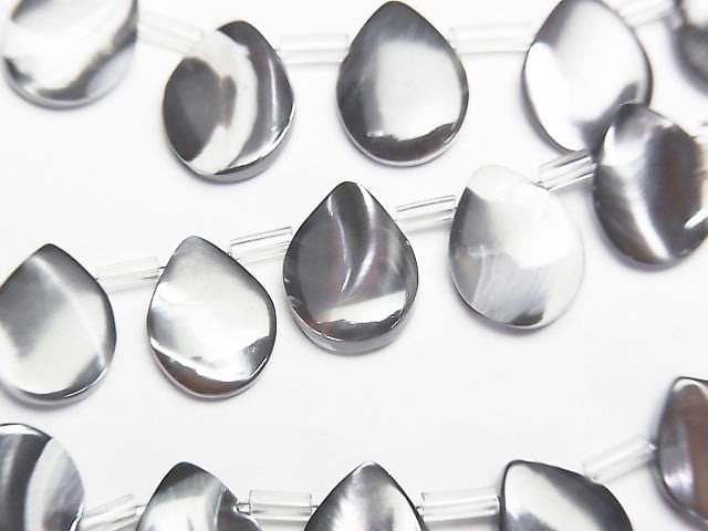 [Video] Mother of Pearl MOP Gray Pear shape 10x8mm 1 strand beads (approx. 15inch/38cm)