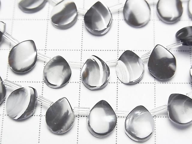 [Video] Mother of Pearl MOP Gray Pear shape 10x8mm 1 strand beads (approx. 15inch/38cm)