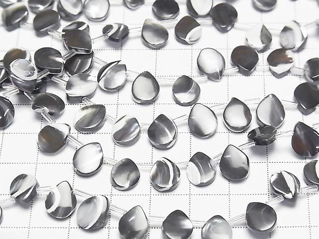 [Video] Mother of Pearl MOP Gray Pear shape 10x8mm 1 strand beads (approx. 15inch/38cm)