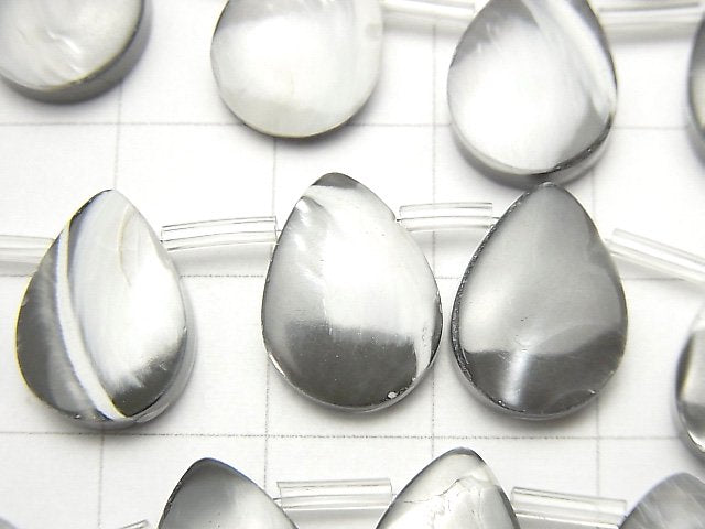 [Video] Mother of Pearl MOP Gray Pear shape 14x10mm 1strand beads (aprx.15inch / 36cm)