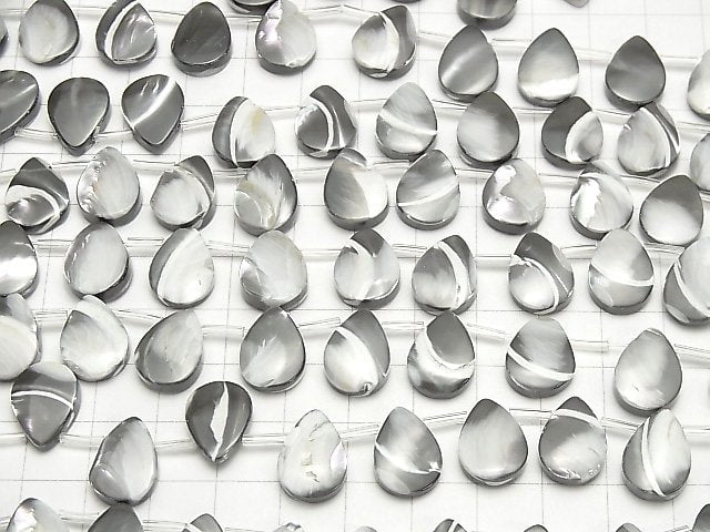 [Video] Mother of Pearl MOP Gray Pear shape 14x10mm 1strand beads (aprx.15inch / 36cm)