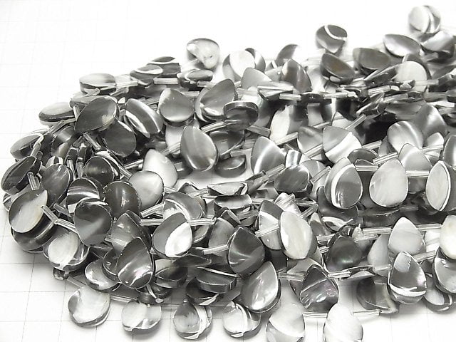 [Video] Mother of Pearl MOP Gray Pear shape 14x10mm 1strand beads (aprx.15inch / 36cm)