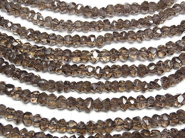 [Video]High Quality! Smoky Quartz AAA Faceted Nugget half or 1strand beads (aprx.15inch/38cm)