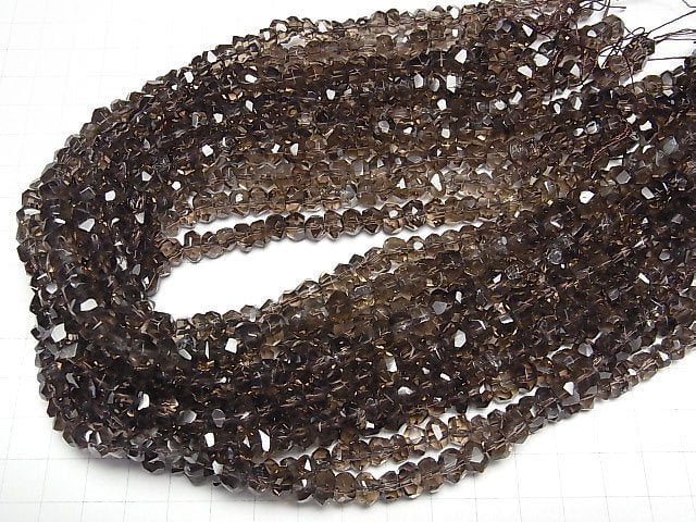 [Video]High Quality! Smoky Quartz AAA Faceted Nugget half or 1strand beads (aprx.15inch/38cm)