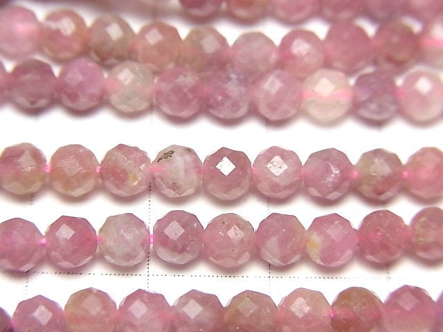 [Video] High Quality! Pink Tourmaline AA++ Faceted Round 4mm 1strand beads (aprx.15inch / 37cm)