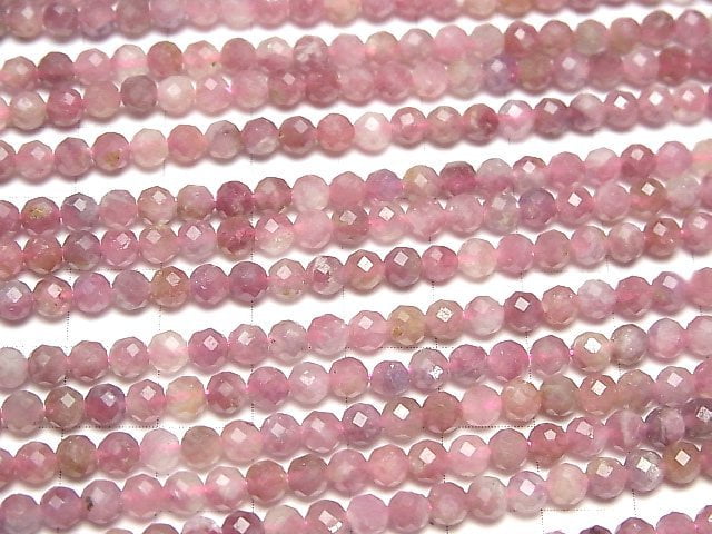 [Video] High Quality! Pink Tourmaline AA++ Faceted Round 4mm 1strand beads (aprx.15inch / 37cm)