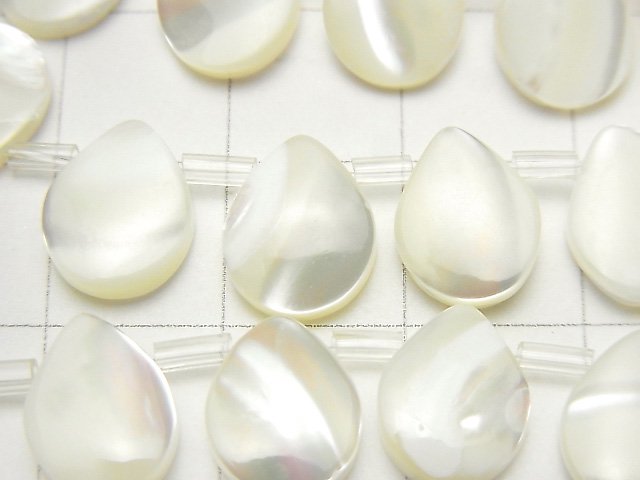 [Video] Mother of Pearl MOP White Pear shape 10x8mm 1strand beads (aprx.15inch / 38cm)