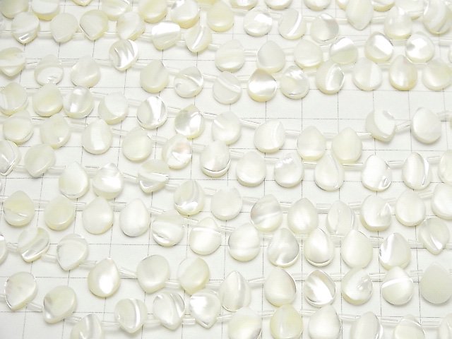 [Video] Mother of Pearl MOP White Pear shape 10x8mm 1strand beads (aprx.15inch / 38cm)