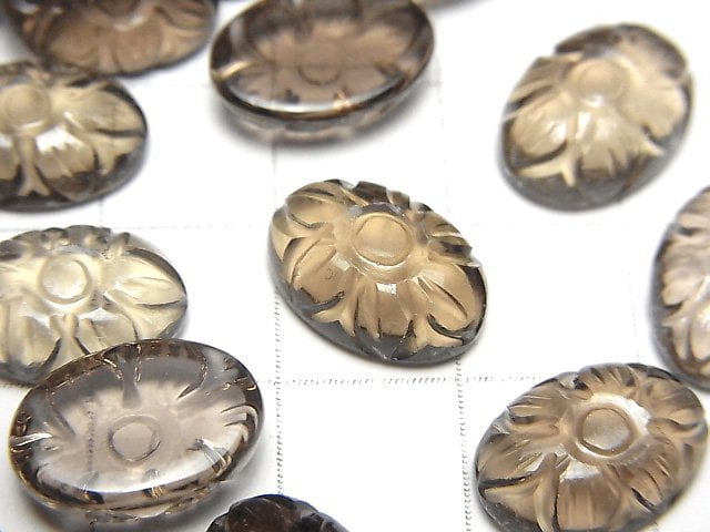 [Video] High Quality Smoky Quartz AAA Carved Oval Cabochon 14x10mm 3pcs