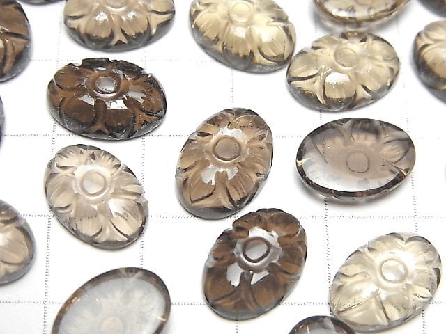 [Video] High Quality Smoky Quartz AAA Carved Oval Cabochon 14x10mm 3pcs