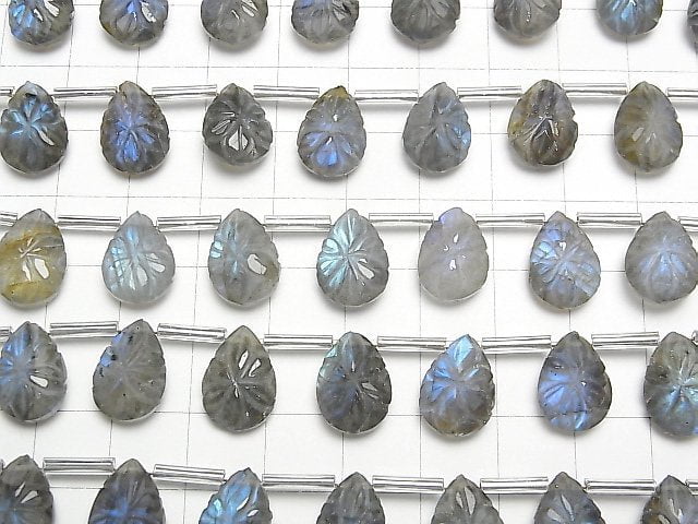 [Video]Blue Labradorite AA++ Carved Pear shape 14x10mm 1strand (8pcs )