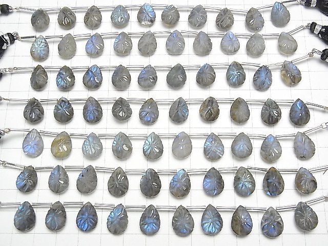 [Video]Blue Labradorite AA++ Carved Pear shape 14x10mm 1strand (8pcs )