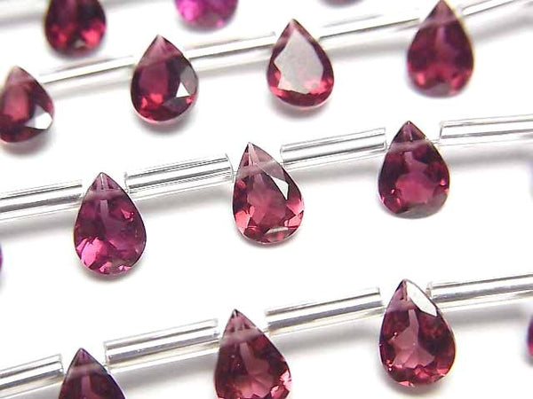 [Video]High Quality Rhodolite Garnet AAA Pear shape Faceted 7x5mm half or 1strand (8pcs )