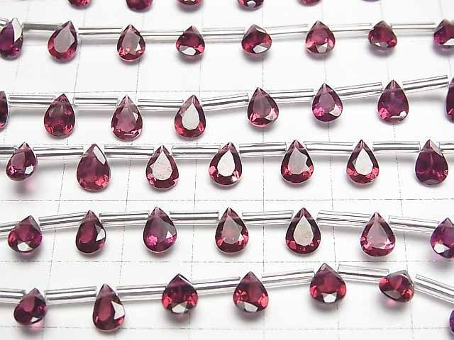 [Video]High Quality Rhodolite Garnet AAA Pear shape Faceted 7x5mm half or 1strand (8pcs )