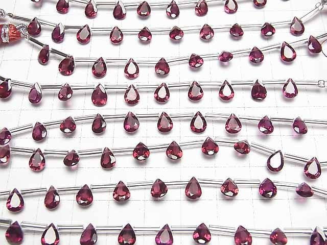 [Video]High Quality Rhodolite Garnet AAA Pear shape Faceted 7x5mm half or 1strand (8pcs )