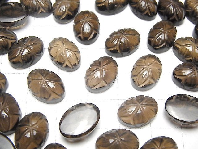 [Video]High Quality Smoky Quartz AAA Carved Oval Cabochon 14x10mm 3pcs