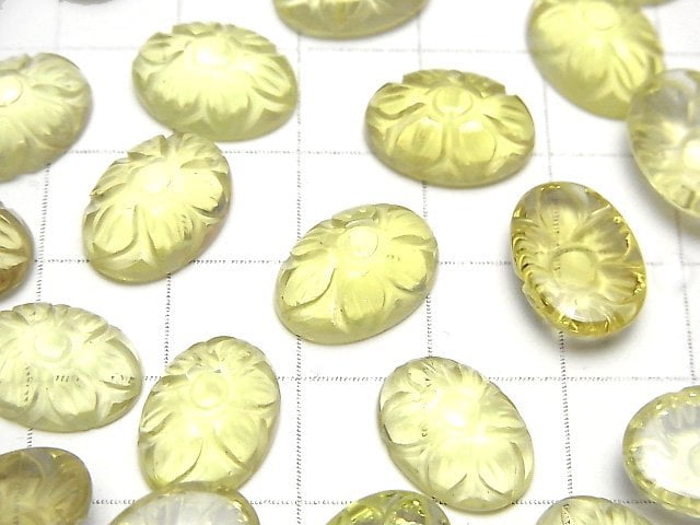 [Video] High Quality Lemon Quartz AAA Carved Oval Cabochon 14x10mm 2pcs