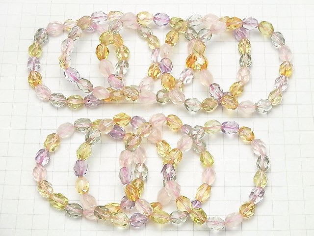 [Video] High Quality! Mixed Stone AAA- Faceted Rice 11x9x9mm Bracelet