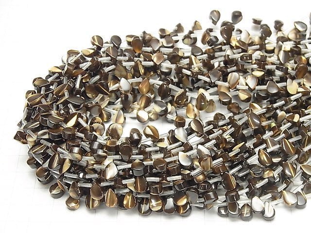 [Video] Mother of Pearl MOP Brown Pear shape 8x6mm 1strand beads (aprx.15inch / 38cm)