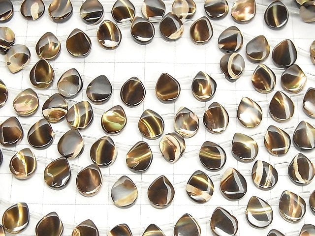 [Video] Mother of Pearl MOP Brown Pear shape 10x8mm 1strand beads (aprx.15inch / 38cm)