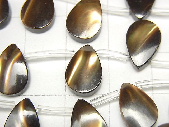 [Video] Mother of Pearl MOP Brown Pear shape 12x8mm 1strand beads (aprx.15inch / 38cm)