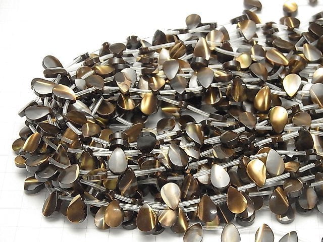 [Video] Mother of Pearl MOP Brown Pear shape 12x8mm 1strand beads (aprx.15inch / 38cm)