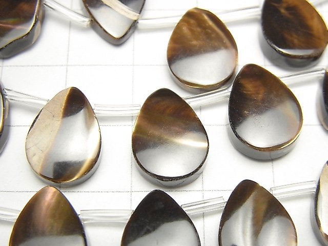 [Video] Mother of Pearl MOP Brown Pear shape 14x10mm 1strand beads (aprx.15inch / 36cm)