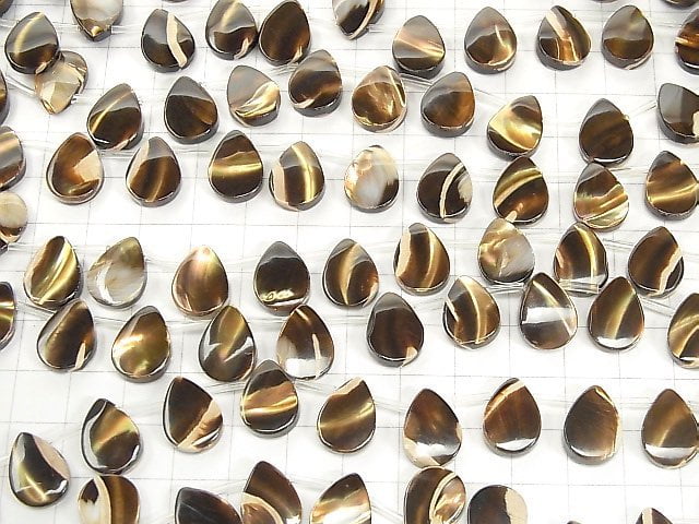[Video] Mother of Pearl MOP Brown Pear shape 14x10mm 1strand beads (aprx.15inch / 36cm)