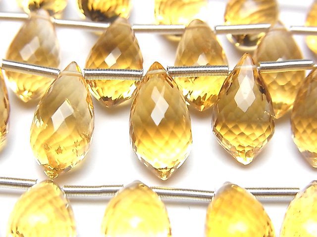 Citrine, Drop, Faceted Briolette Gemstone Beads