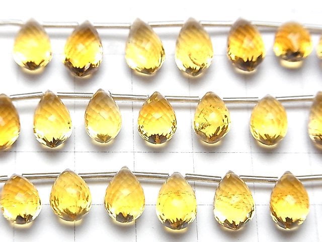 [Video] MicroCut High Quality Citrine AAA+ Drop Faceted Briolette half or 1strand (10pcs)