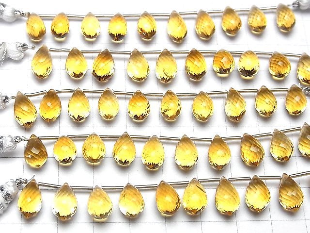 [Video] MicroCut High Quality Citrine AAA+ Drop Faceted Briolette half or 1strand (10pcs)