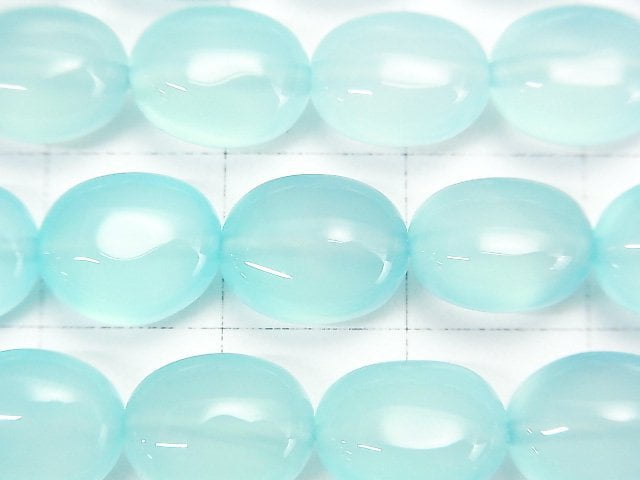 [Video]Sea Blue Chalcedony AAA Oval 10x8mm half or 1strand beads (aprx.15inch/38cm)