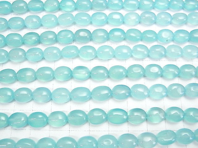 [Video]Sea Blue Chalcedony AAA Oval 10x8mm half or 1strand beads (aprx.15inch/38cm)