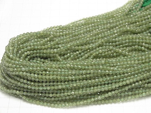 [Video] High Quality! Green Apatite AA++ Faceted Round 3mm 1strand beads (aprx.13inch / 31cm)